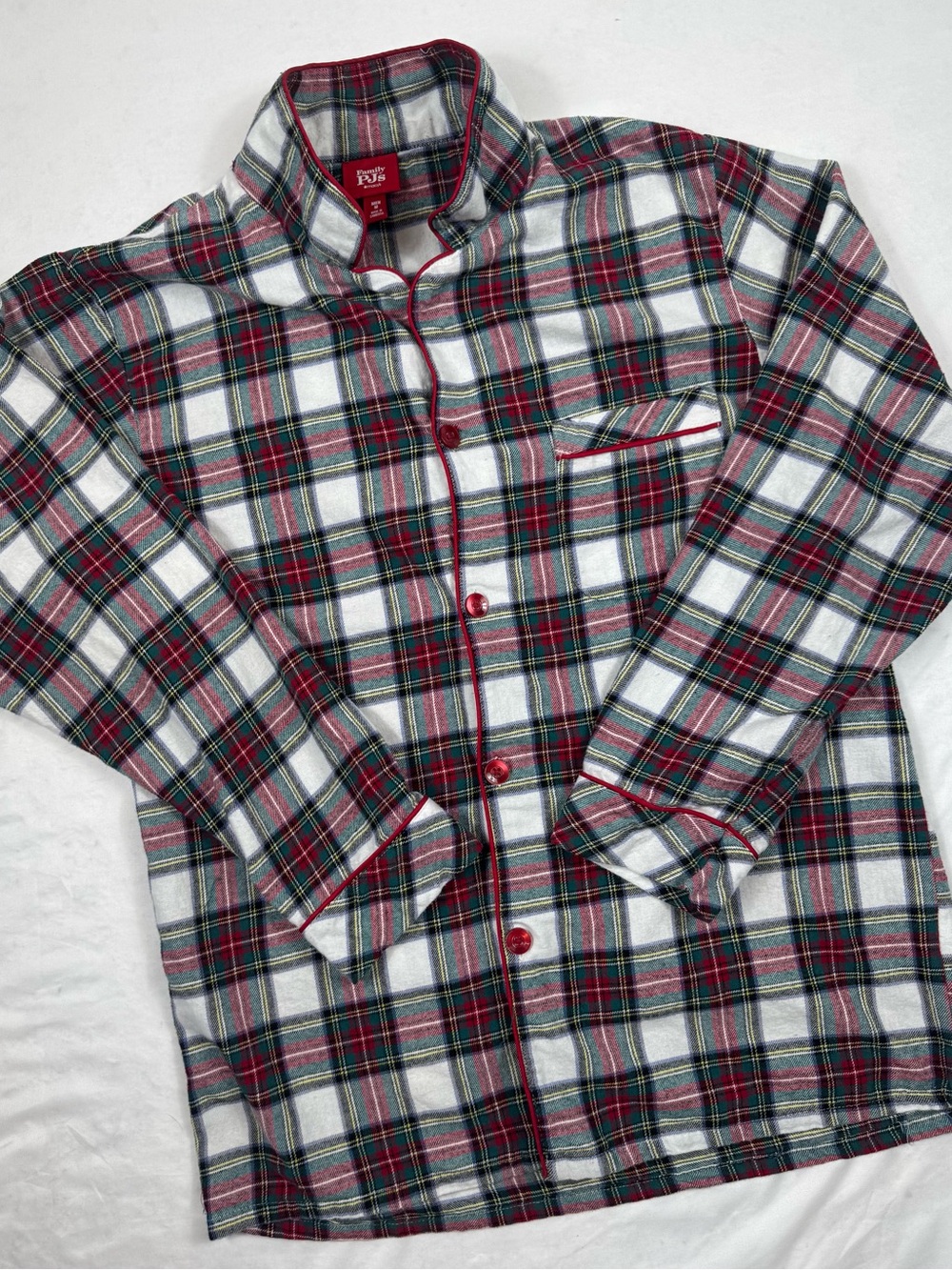 Macy's Family PJs Mens Medium Plaid Flannel Pajama Shirt Christma